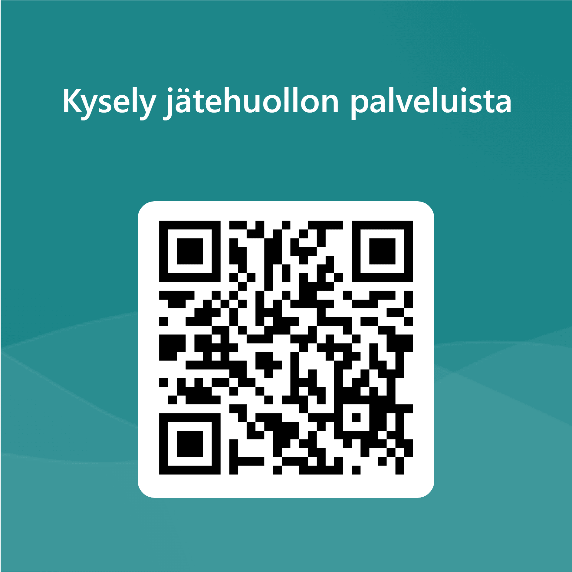 Kuvassa lukee Kysy jätehuollon palveluista ja qr-koodi.