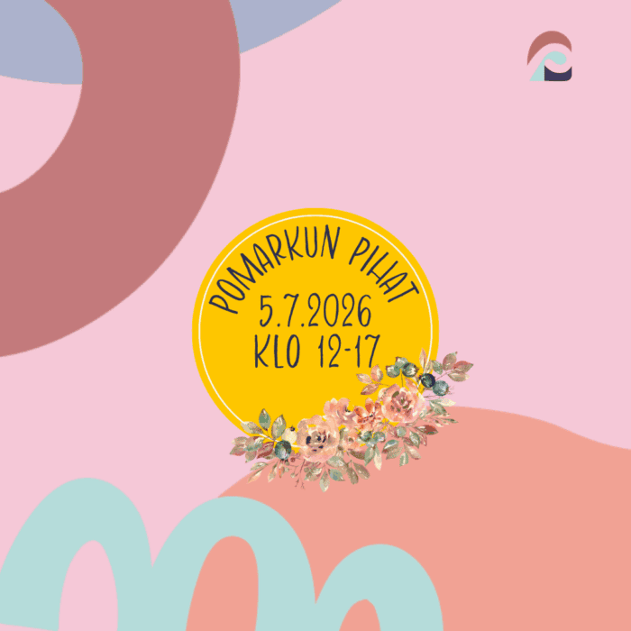 Korsiteellinen kuva, Pomarkun Pihat 5.7.2026 klo 12-17, Pomarkku-logo.