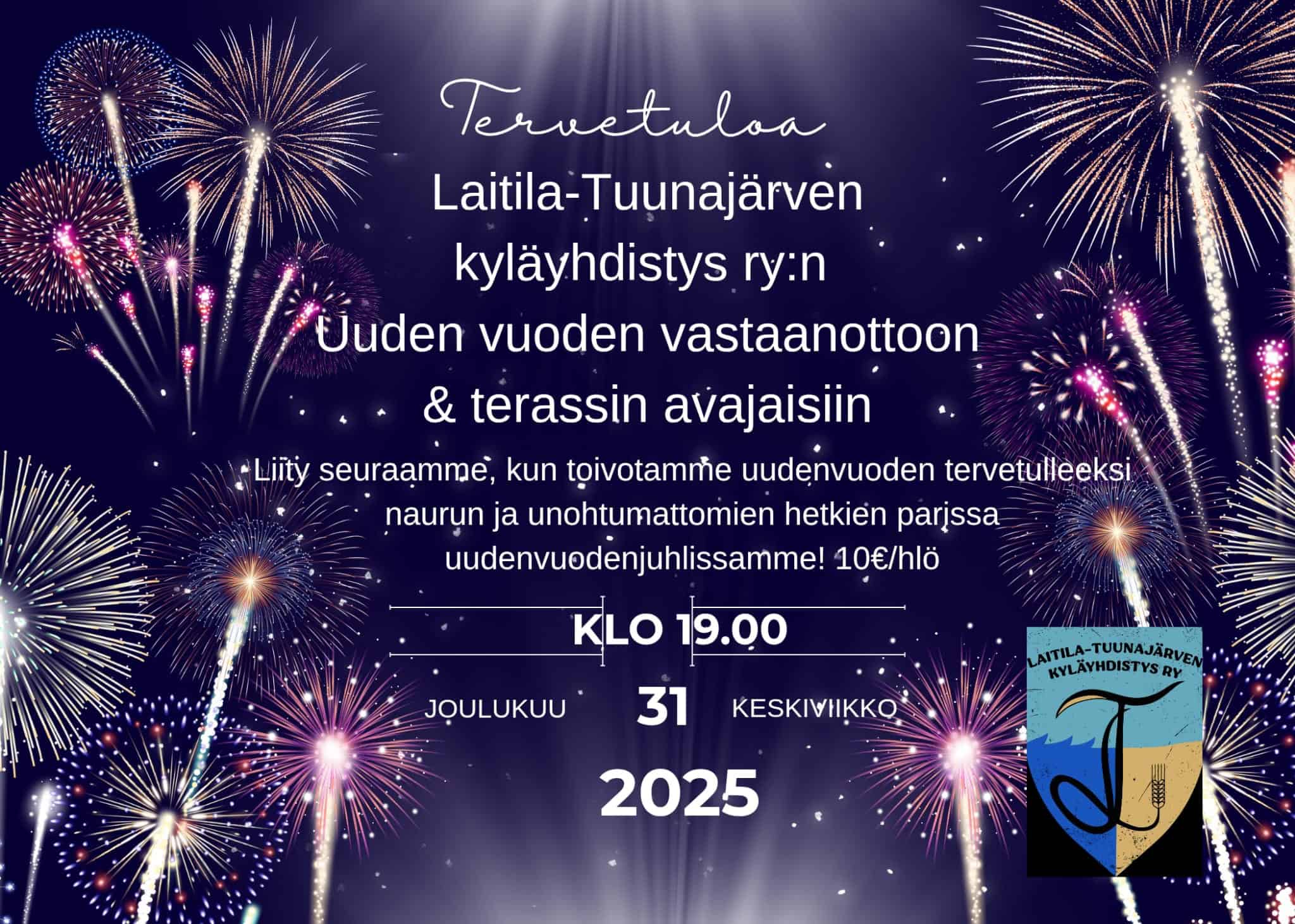Laitila-Tuunajärven kyläyhdistys ry: n Uudenvuoden vastaanotto & terassin avajaiset klo 19.00 Monitoimitalolla
Tervetuloa!